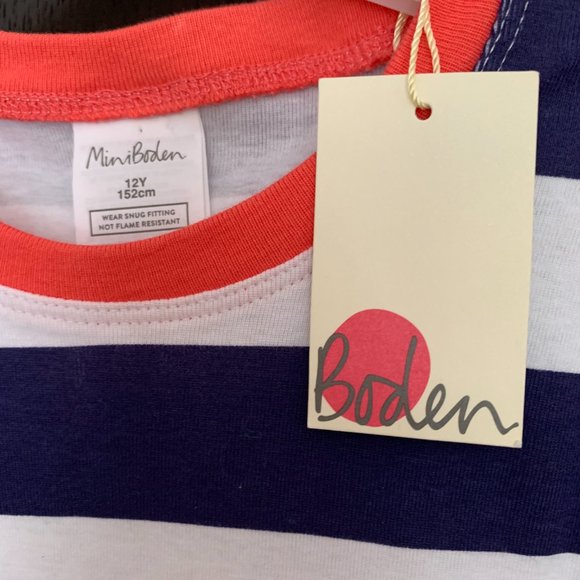NWT Boden Striped T-Shirt with Pink Trim; I Am Happy Sausage Dog | 12Y - Picture 2 of 7